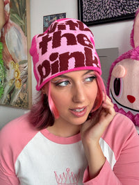 "With The Pink" Pink Satin Beanie